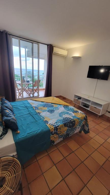 TV a/nebo společenská místnost v ubytování Retraite tropicale en bord de mer