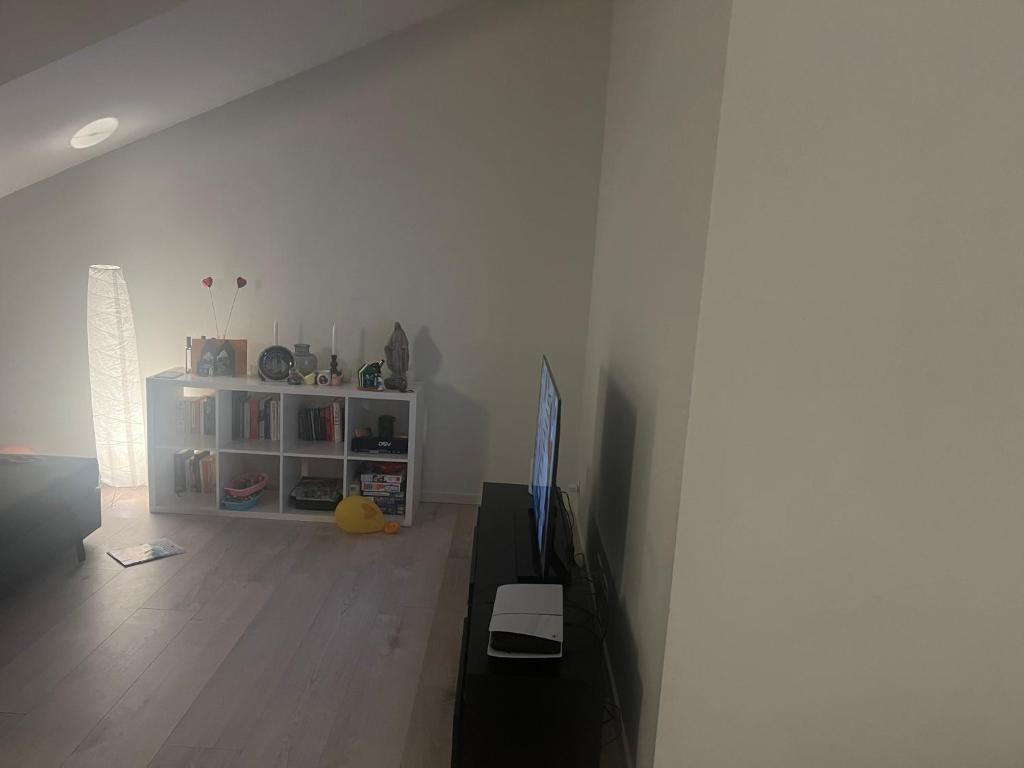 a living room with a tv and a white wall at Copenhagen (Søborg) in Søborg
