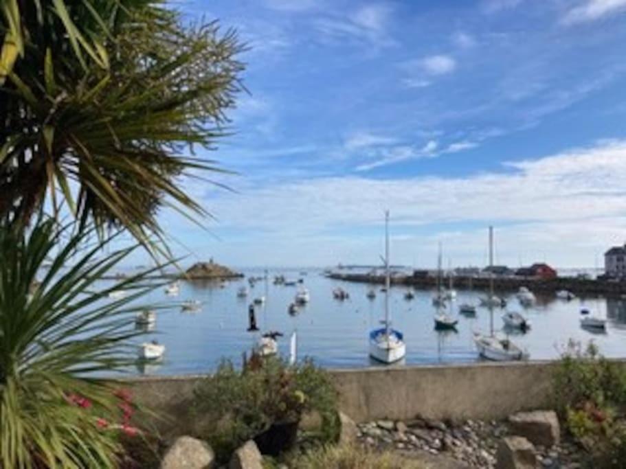 un port rempli de nombreux bateaux dans l'eau dans l'établissement Chez Mado et Marcel, à Ploubazlanec