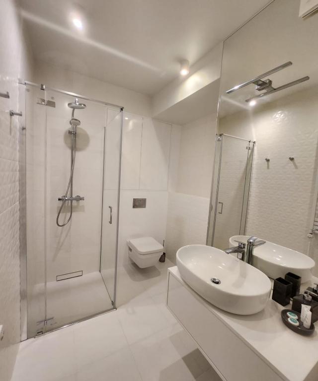 Koupelna v ubytování Apartament Mięta