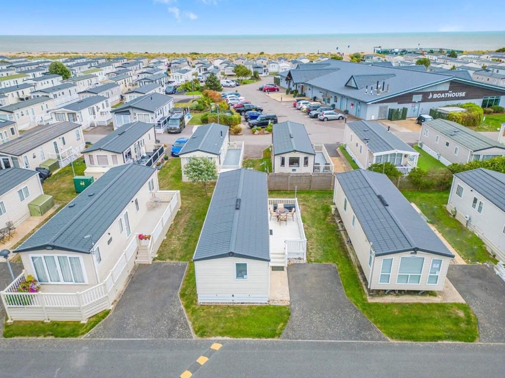 an aerial view of a row of houses at Escape to Paradise at Pevensey Bay Holiday Park 13 Woodland Walk in Pevensey