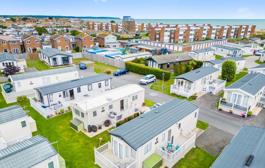 an aerial view of a small town with houses at Your Ultimate Holiday Rental at Pevensey Bay 35 Woodland Walk in Pevensey