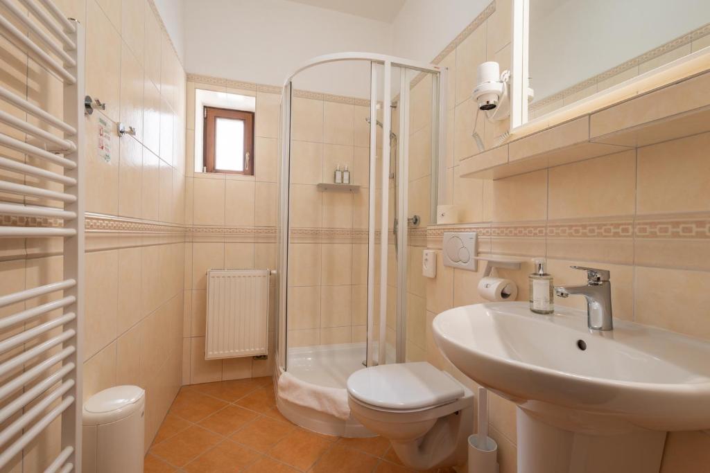 Een badkamer bij Hotel Tanzberg Mikulov