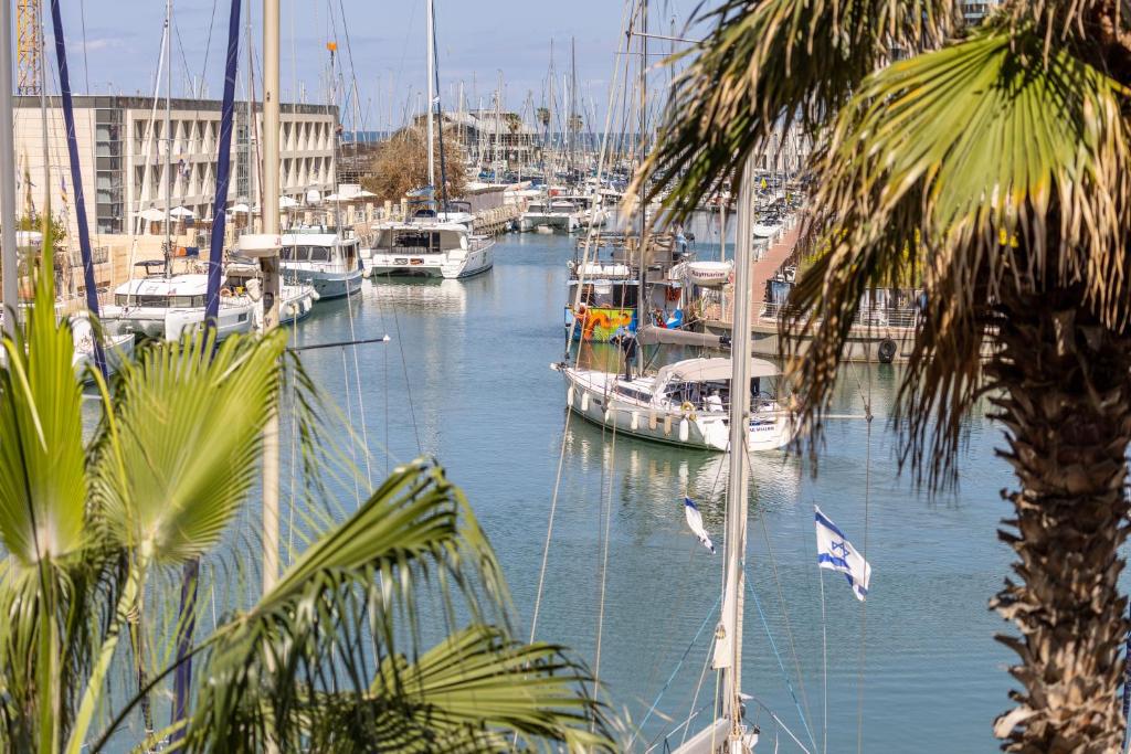 Un montón de barcos están atracados en un puerto deportivo. en Marina Waterfront Haven by Sea N' Rent, en Herzelia 