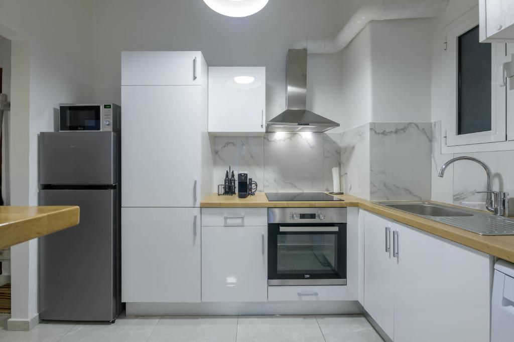 Fully Renovated Flat in Prime Athens Location的厨房或小厨房