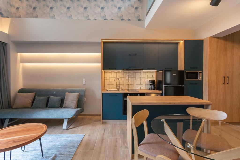 Kuchyň nebo kuchyňský kout v ubytování Akti Vigla Apartments