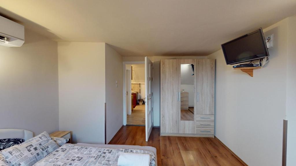 Telewizja i/lub zestaw kina domowego w obiekcie Herczeg Apartment