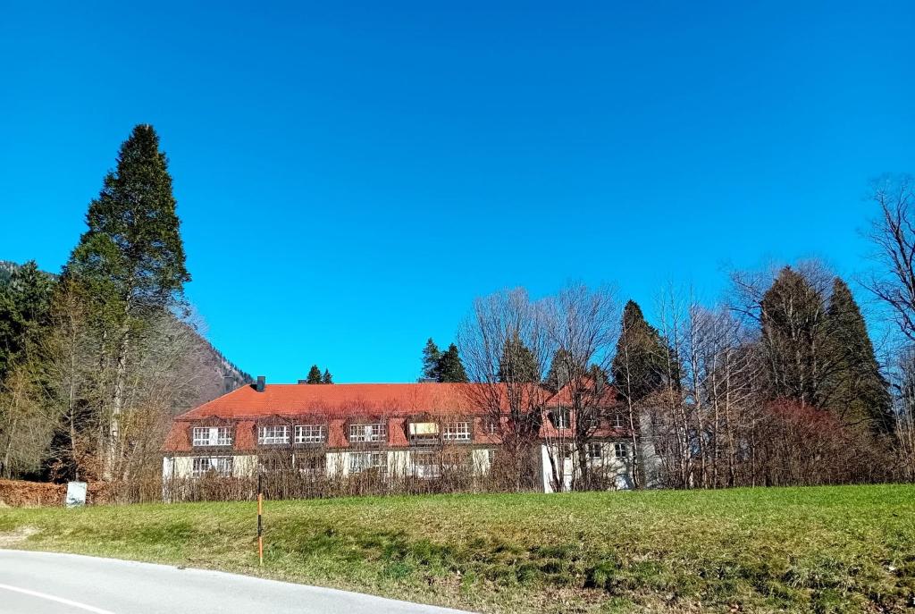 an old house on the side of a road at Staufenhof in Bad Reichenhall