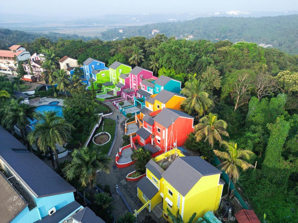 an aerial view of a water park with a playground at Otium Goa Resort by The Oterra in Porvorim