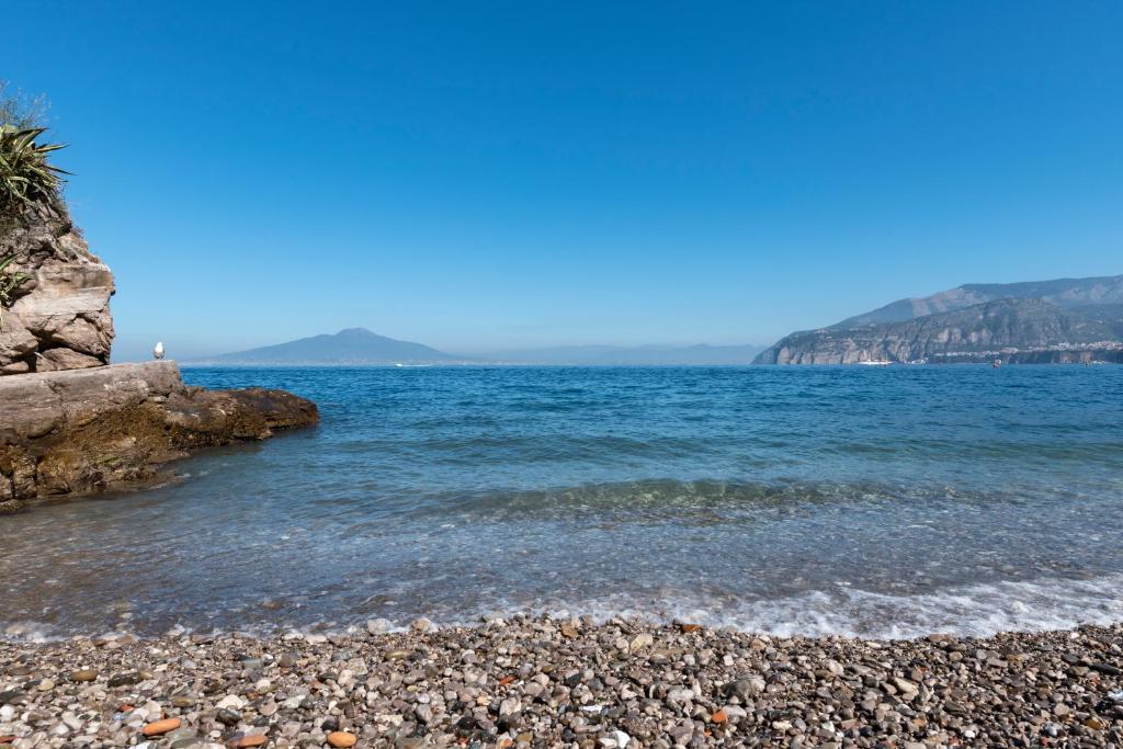 a beach on the shore of a body of water at Hotel Desiree in Sorrento