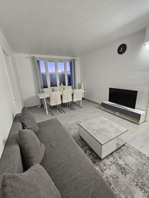 un salon avec un canapé et une télévision dans l'établissement Bel appartement à Choisy-le-roi, à Choisy-le-Roi