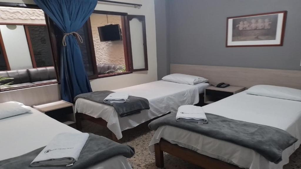 Postel nebo postele na pokoji v ubytování Hotel Caldas Plaza
