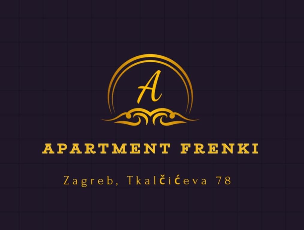 札格雷布的住宿－Apartment Frenki- Tkalčićeva -self check in-，带有金圆和波浪的标志的字母