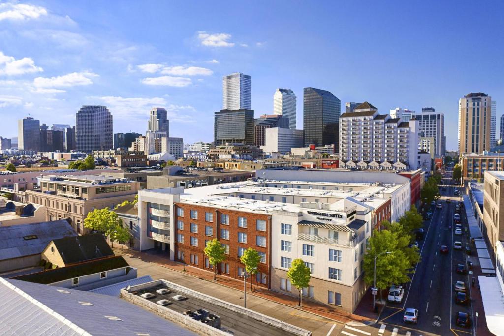 an aerial view of a city with tall buildings at SpringHill Suites by Marriott New Orleans Warehouse Arts District in New Orleans