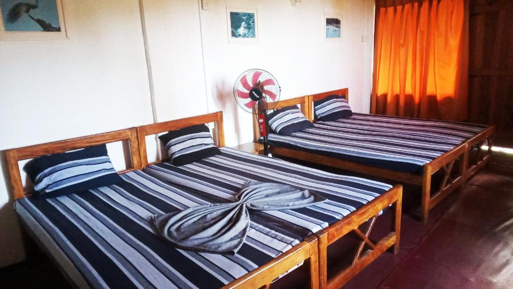 2 Betten nebeneinander in einem Zimmer in der Unterkunft Riverston Hub in Rattota