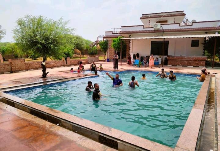 a group of people in a swimming pool at Whispering farm in Gurgaon
