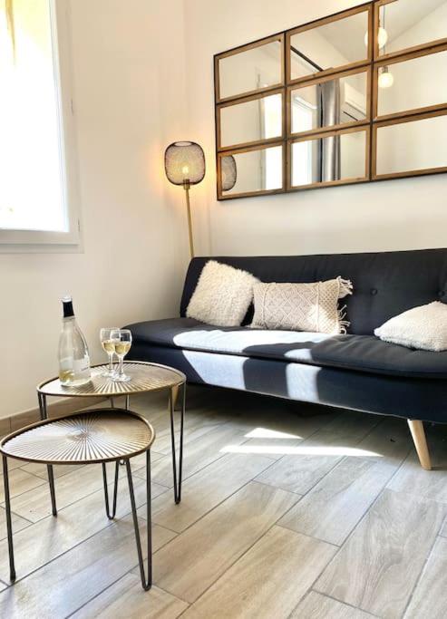 un salon avec un canapé et une table dans l'établissement Villa Maya Romana 6 - CLIM, à Avignon