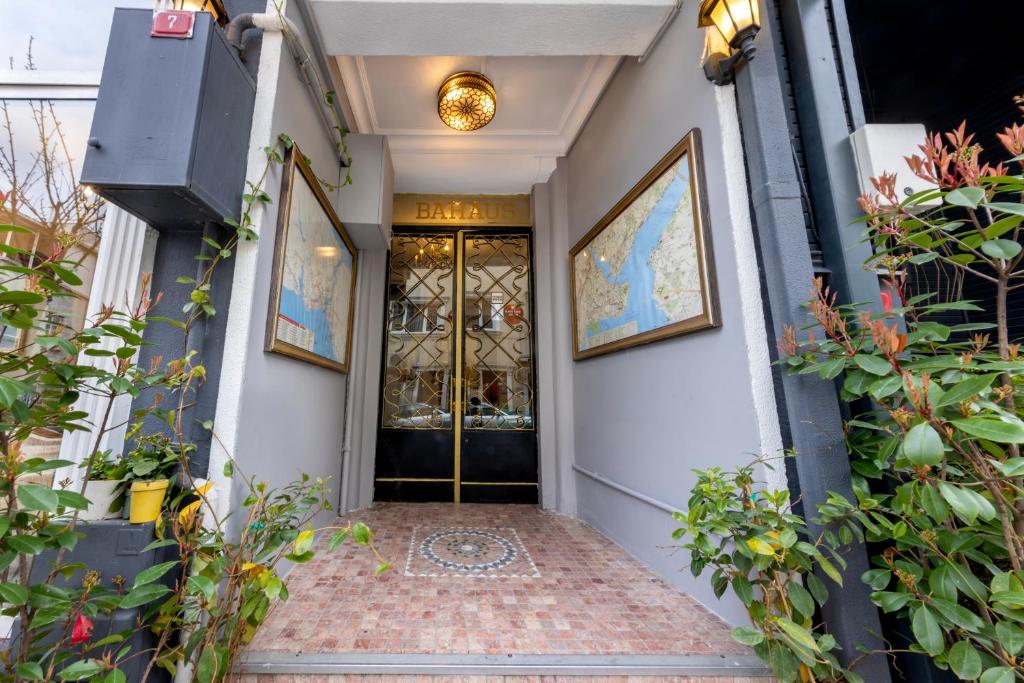 an entrance to a building with a glass door at Bahaus Guesthouse Hostel in Istanbul