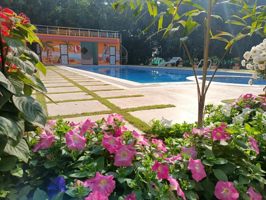 Bazén v ubytování Resort Neel Nirjan !! Best Family Couple friendly family Resort!! nebo v jeho okolí