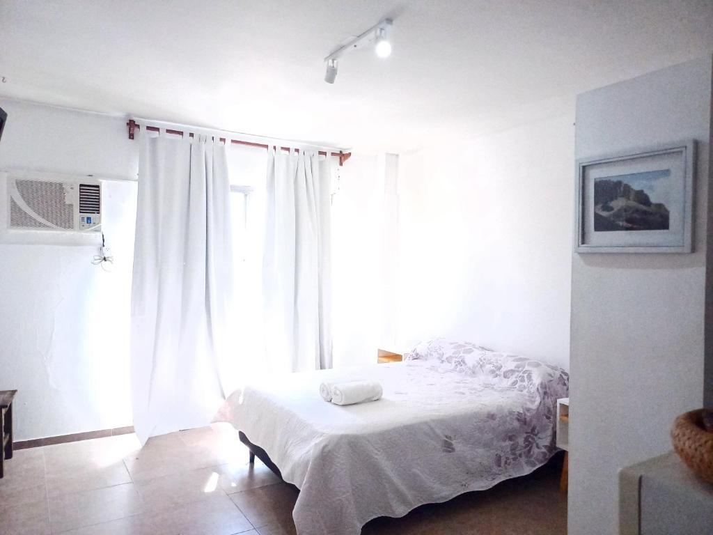 um quarto com uma cama e uma grande janela em GARCIA INN MZA con desayuno seco em Mendoza