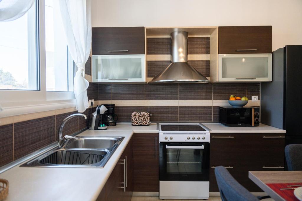Kuchyň nebo kuchyňský kout v ubytování Ismini Luxury Villa