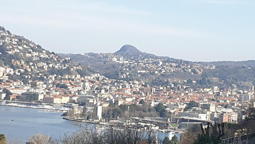 a city on a hill next to a body of water at RESIDENCE VILLA ELI in Como