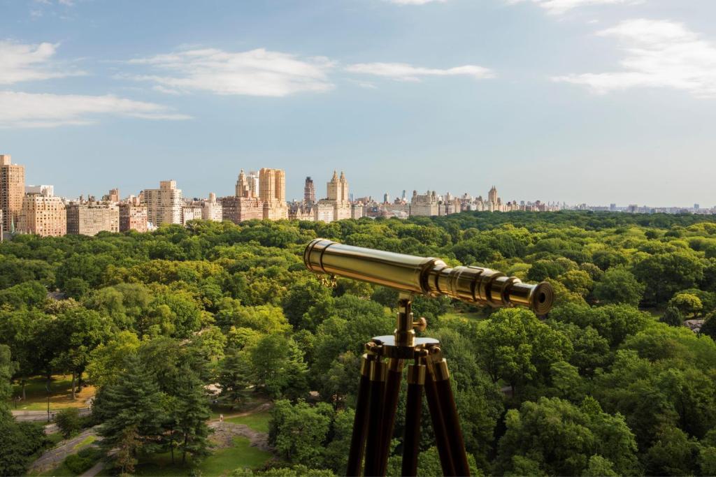 a telescope looking at a city in the distance at The Ritz-Carlton New York, Central Park in New York