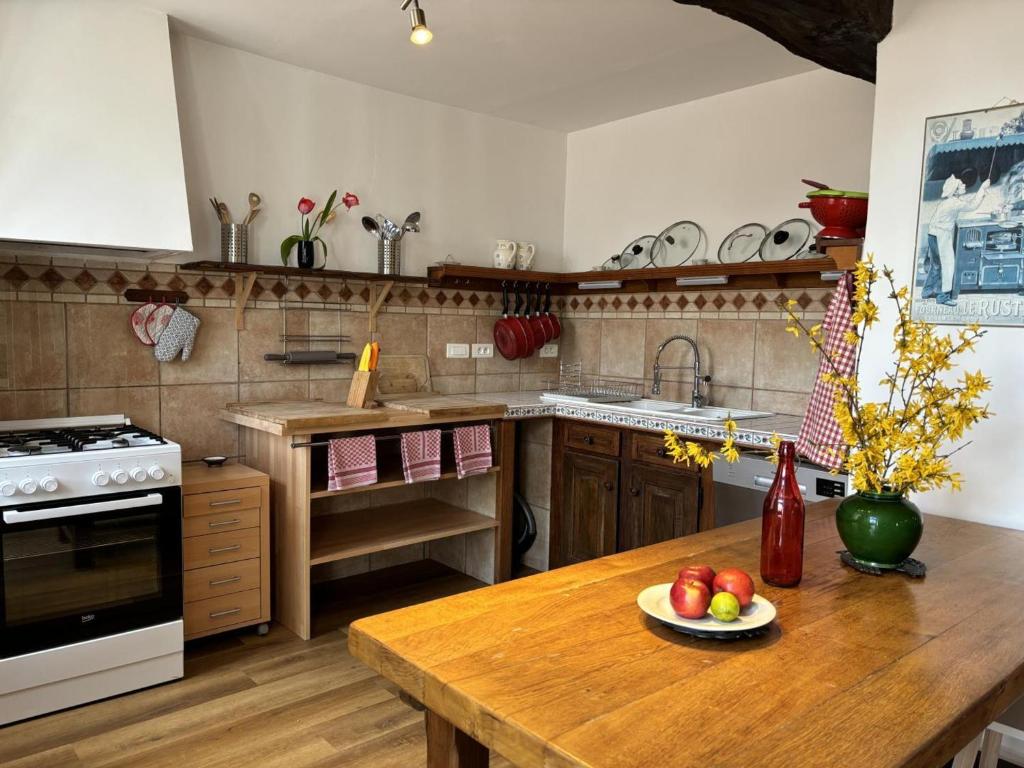 Kuchyň nebo kuchyňský kout v ubytování Grande maison rénovée avec jardin clos, idéale pour familles et amis, équipements variés, animaux acceptés - FR-1-489-50