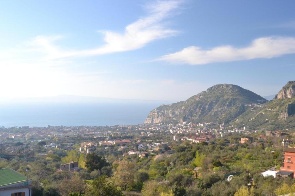 a view of a city with mountains in the background at Hotel Royal Hills in Piano di Sorrento