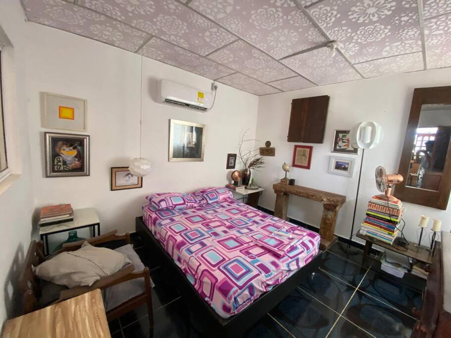 1 dormitorio con 1 cama grande en una habitación en Hermoso apartamento, acogedor., en Mompós