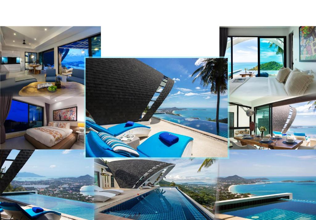 a collage of photos of a hotel at Villa La Moon Chaweng Noi 4BR in Koh Samui