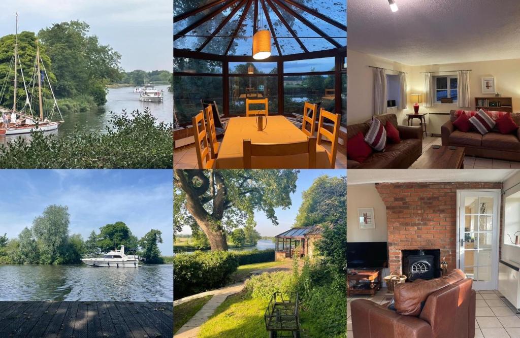 a collage of photos of homes and a river at Holly Lodge in Norwich