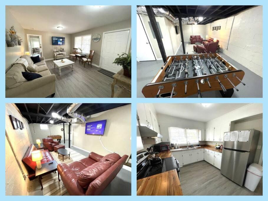 four different pictures of a living room and a kitchen at Stay @ The Birchwood/Remodeled & 15 min to DT in Birmingham