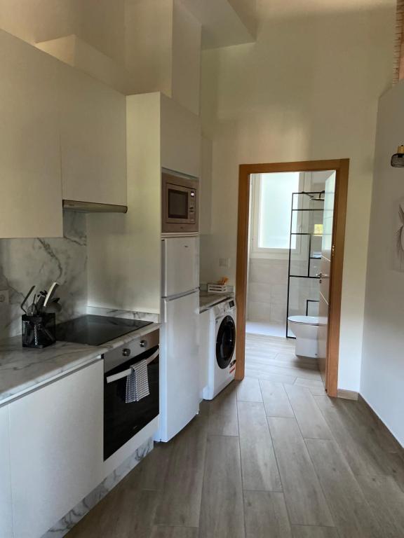 Kuchyň nebo kuchyňský kout v ubytování Reginita Apartamentos