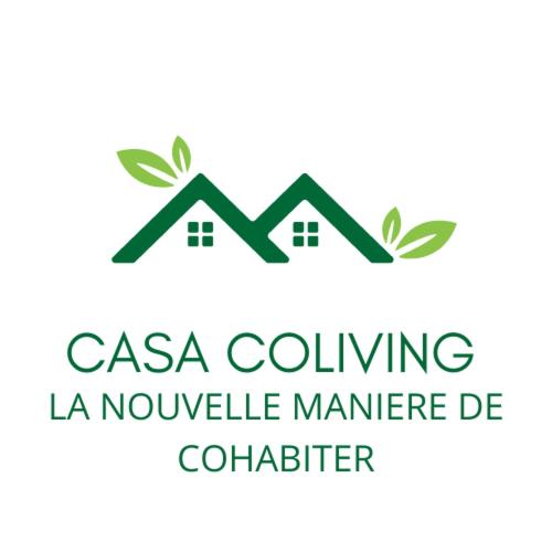 a logo for a real estate company with two houses at CASA COLIVING avec chambre salle de bain individuelles privatives in Saint-Pierre