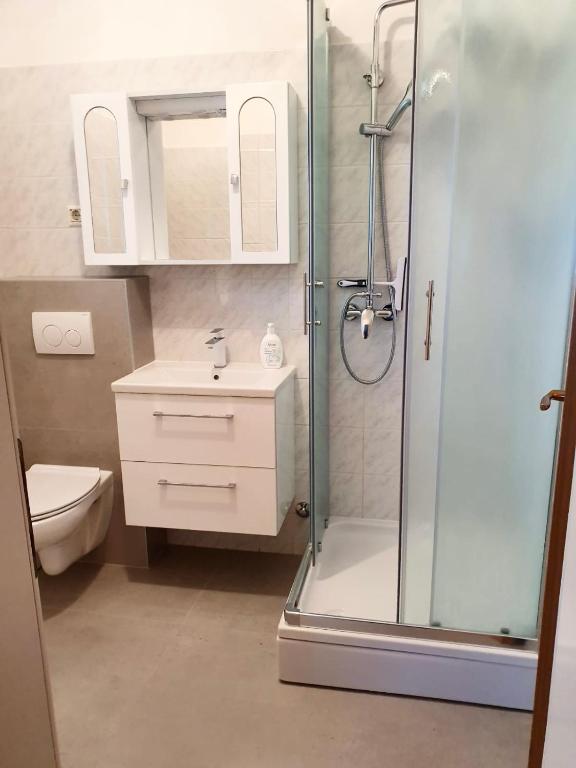 Koupelna v ubytování Guesthouse Pejo
