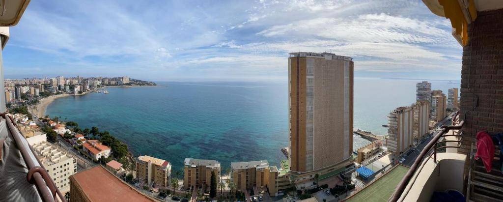 a view of the ocean from a building at Monte y mar Albufereta in Alicante