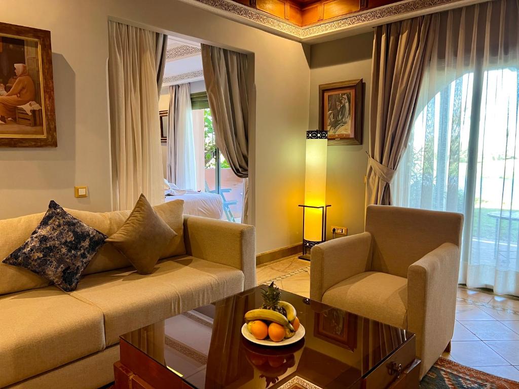 Posezení v ubytování Pavillon du Golf -Palmeraie suites