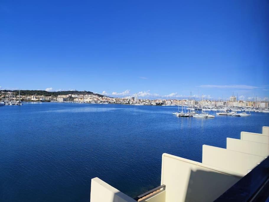 a view of a harbor with boats in the water at Studio Cabine Ile des pêcheurs in Cap d'Agde