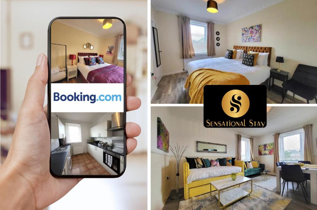 a person taking a picture of a hotel room at 4 Bedrooms Apartment By Sensational Stay Short Lets & Serviced Accommodation in Edinburgh
