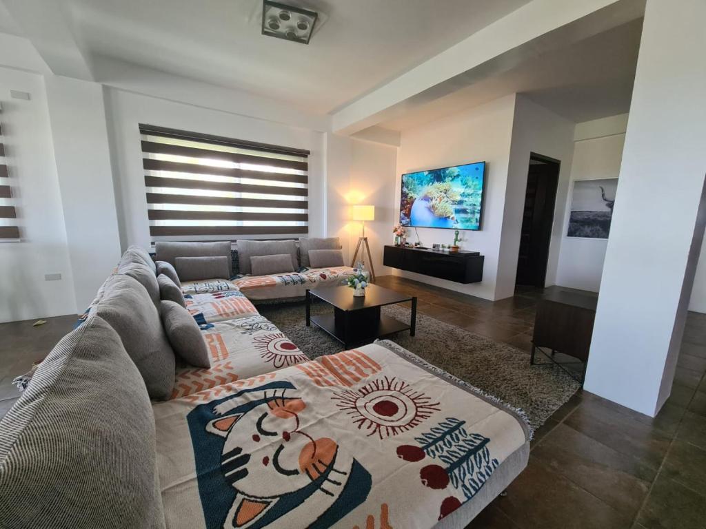 TV a/nebo společenská místnost v ubytování Azure Ocean View Villa
