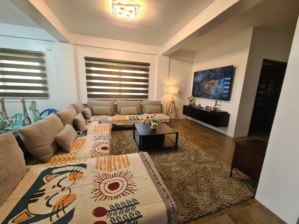 TV a/nebo společenská místnost v ubytování Azure Ocean View Villa