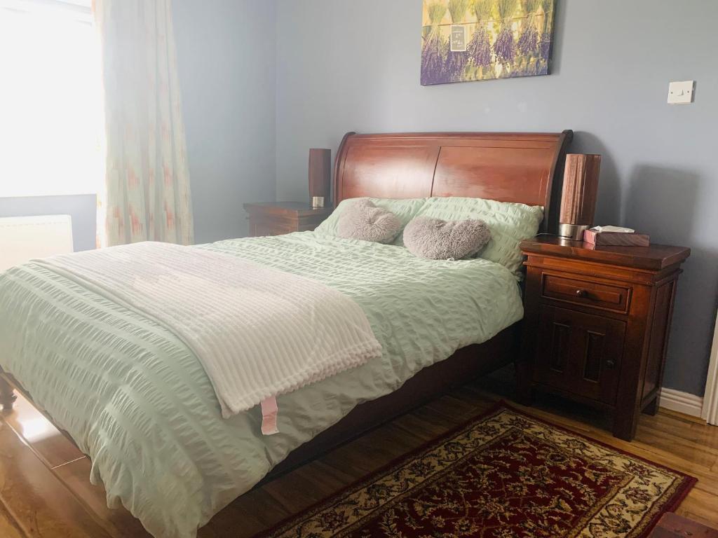 Un pat sau paturi într-o cameră la The Meadows House Cobh