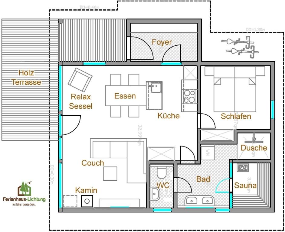 a floor plan of a house at Ferienhaus in Ruhla mit gemeinschaftlichem Pool, Garten und Terrasse in Ruhla