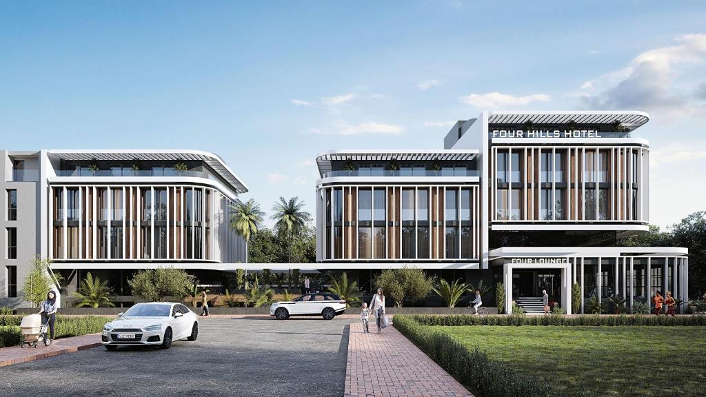 a rendering of a building with cars parked in a parking lot at FOUR HILLS HOTEL in Antalya