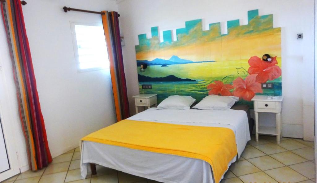 Llit o llits en una habitació de studio tartane vue mer, à 200 m de la plage