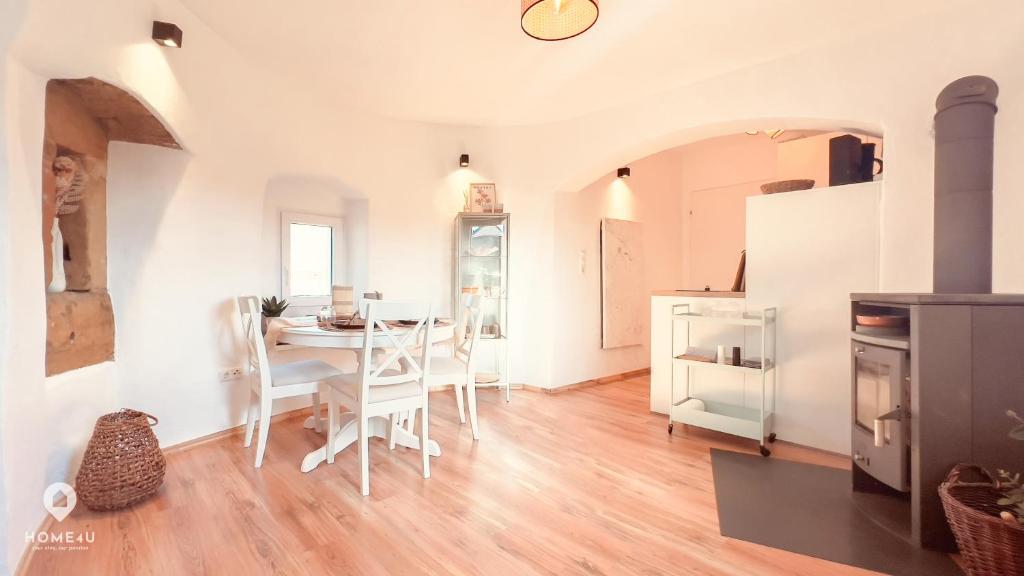 Kuchyň nebo kuchyňský kout v ubytování Zentrales Turm-Apt mit Terrasse