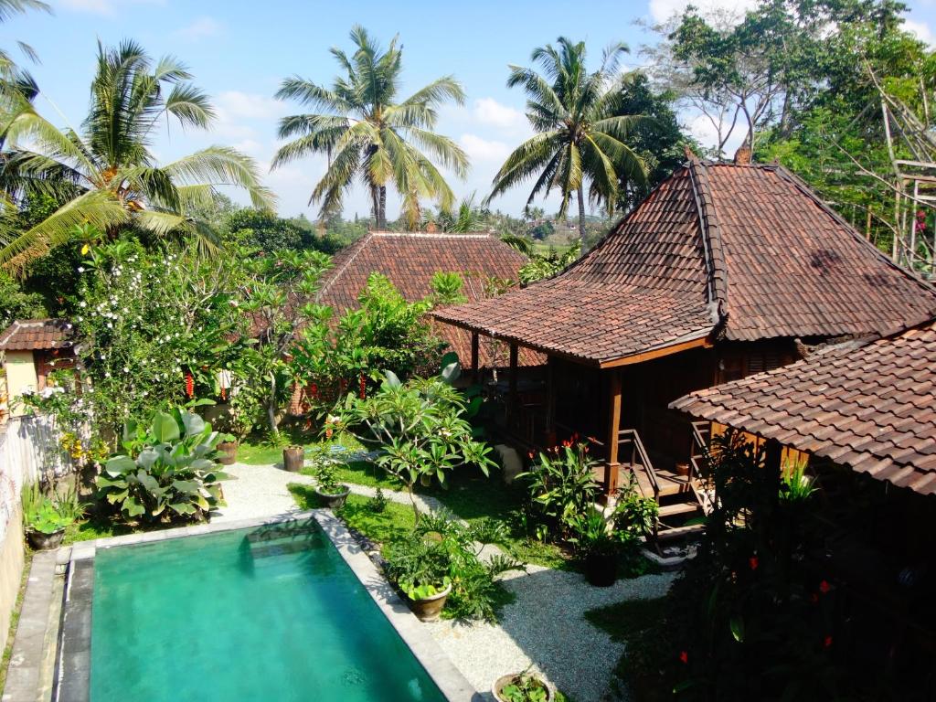 an aerial view of a resort with a swimming pool at Lembah Sentosa in Ubud