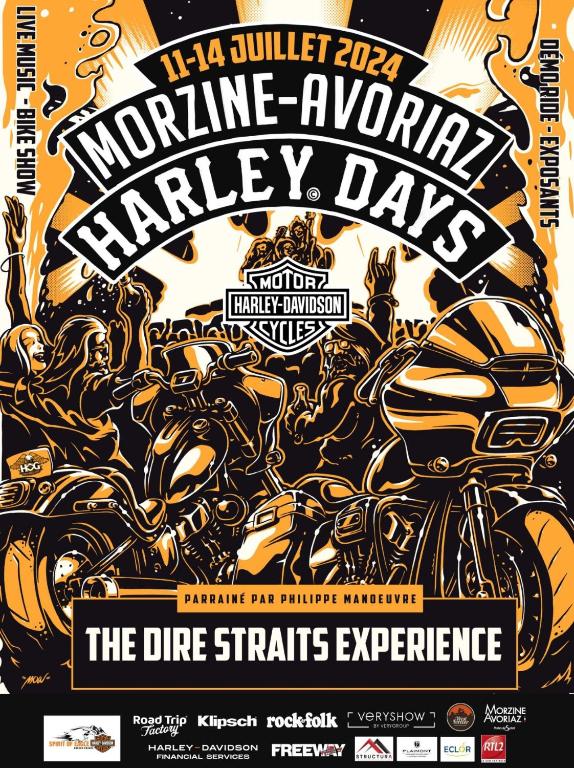 a concert poster for a motorcycle party for the dikers at GESPERE LE STELLA in Les Gets