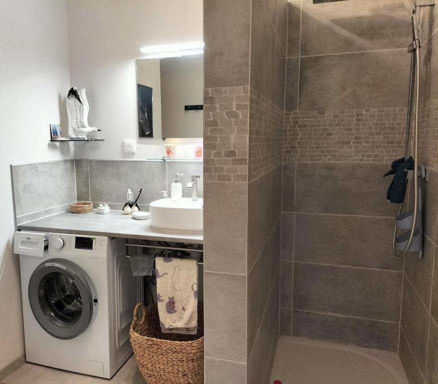 Koupelna v ubytování Appartement face mer